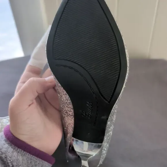 Guess Silver Metallic Glitter Pointed Toe High Heel Stilettos Women's shoe 8 - Picture 7 of 10